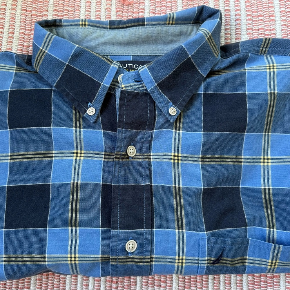 Nautica Men's Blue Plaid Shirt